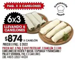 Coto Canelones de ricota y queso / espinaca y parmesano / pollo y verdura, paq. oferta