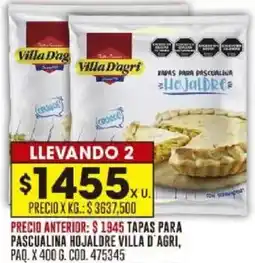 Coto Villa d'agri tapas para pascualina hojaldre oferta