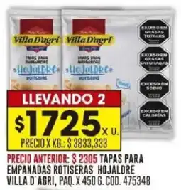 Coto Villa d'agri tapas para empanadas rotiseras hojaldre paq. oferta