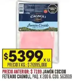 Coto Cagnoli jamón cocido feteado paq. oferta