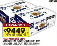 Coto Medallones de carne vacuna congelados ciudad del lago, caja oferta