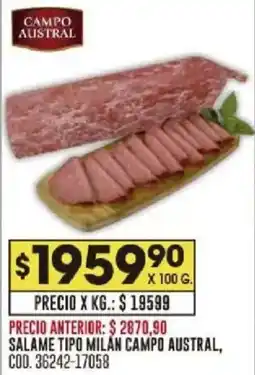 Coto Campo austral salame tipo milan oferta