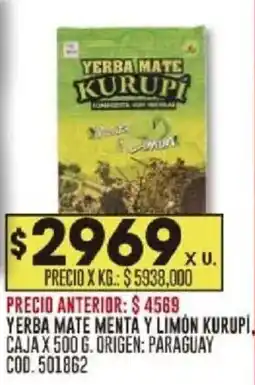 Coto Yerba mate menta y limon kurupi, caja oferta