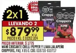 Coto Croppers mani crocante chilli pepper y lima/jalapeño paq. oferta