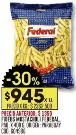 Coto Federal fideos mostacholi paq. oferta