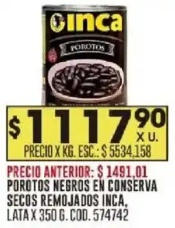 Coto Inca porotos negros en conserva secos remojados lata oferta