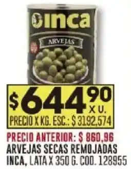Coto Inca arvejas secas remojadas lata oferta