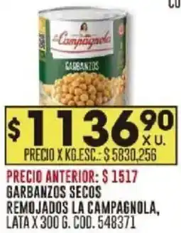 Coto La campagnola garbanzos secos remojados lata oferta