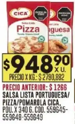 Coto Cica salsa lista portuguesa/ pizza/pomarola pou. oferta