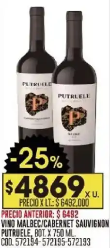 Coto Putruele vino malbec/cabernet sauvignon bot. oferta
