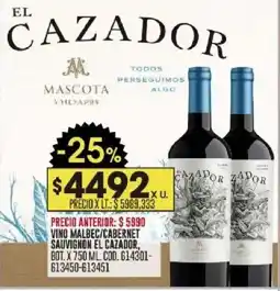 Coto El cazador vino malbec/cabernet sauvignon bot. oferta
