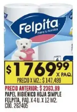 Coto Felpita papel higienico hoja simple paq. oferta