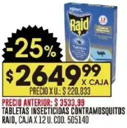Coto Raid tabletas insecticidas contramosquitos caja oferta