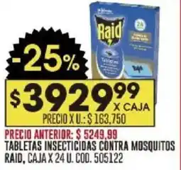 Coto Raid tabletas insecticidas contra mosquitos caja oferta