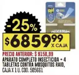 Coto Raid aparato completo insecticida + 4 tabletas contra mosquitos caja oferta