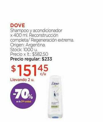 Farmacity Dove Shampoo Y Acondicionador -70% En La 2da Unidad oferta