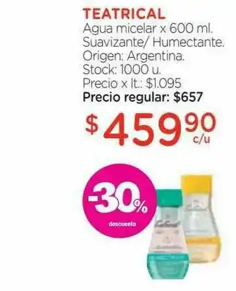 Farmacity Teatrical Agua Micelar -30% Descuento oferta