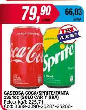 Maxiconsumo Gaseosa Coca Sprite Fanta oferta