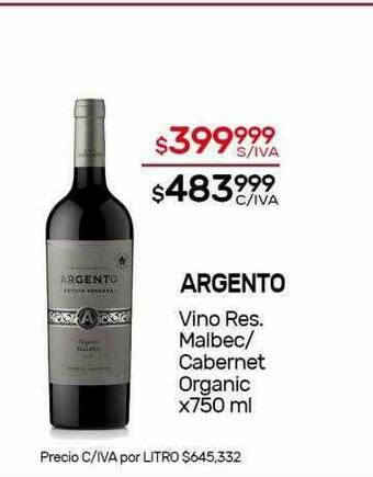 Nini Mayorista Argento Vino Res. Malbec Cabernet Organic oferta