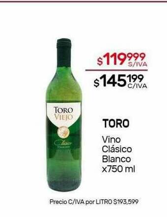Nini Mayorista Toro Vino Clásico Blanco oferta
