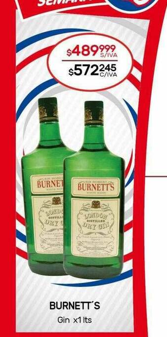 Nini Mayorista Burnett's Gin oferta