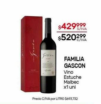 Nini Mayorista Familia Gascon Vino Estuche Malbec oferta