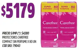 Supermercados Yaguar Carefree protectores compact sin perfume oferta