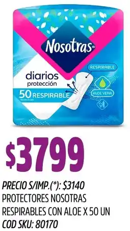 Supermercados Yaguar Nosotras protectores respirables con aloe oferta