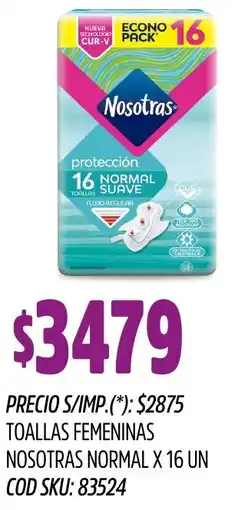 Supermercados Yaguar Nosotras toallas femeninas normal oferta