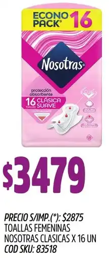 Supermercados Yaguar Nosotras toallas femeninas clasicas oferta