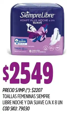 Supermercados Yaguar Siempre libre toallas femeninas noche y dia suave c/a oferta