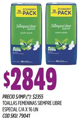 Supermercados Yaguar Siempre libre toallas femeninas especial c/a oferta