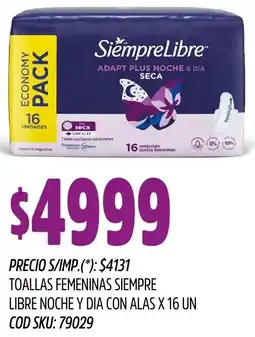 Supermercados Yaguar Siempre libre toallas femeninas noche y dia con alas oferta
