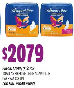 Supermercados Yaguar Siempre libre toallas adaptplus c/a - s/a oferta