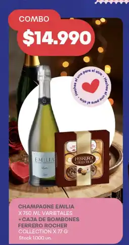 Supermercados Tadicor combo san valentín champagne emilia ferrero collections oferta
