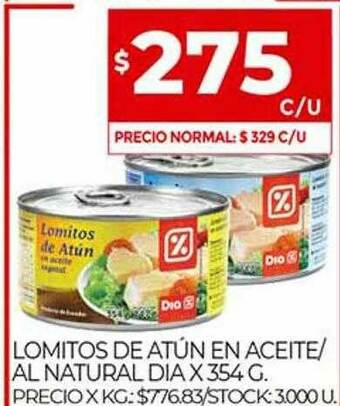 Supermercados DIA Lomitos De Atún En Aceite Al Natural Dia oferta