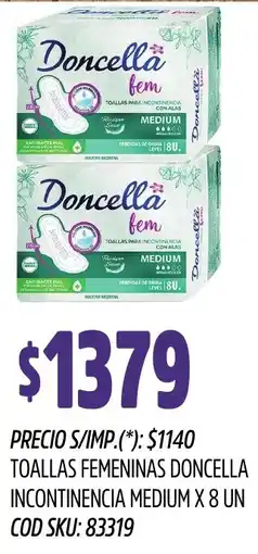 Supermercados Yaguar Doncella toallas femeninas incontinencia medium oferta