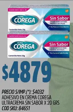 Supermercados Yaguar Corega ultracrema adhesivo en crema sin sabor oferta
