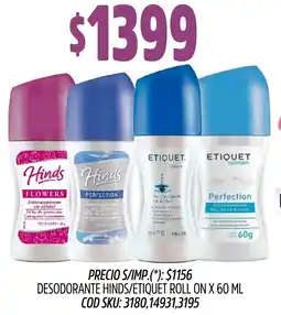 Supermercados Yaguar Hinds/etiquet desodorante roll on oferta