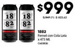 Diarco 1882 fernet con cola lata oferta