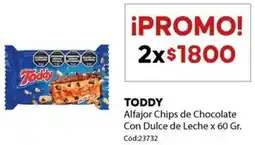Diarco Toddy alfajor chips de chocolate con dulce de leche oferta