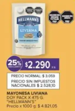 Carrefour Hellmann's mayonesa liviana doy pack oferta