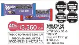 Carrefour Milka tableta de chocolate v/tipos oferta