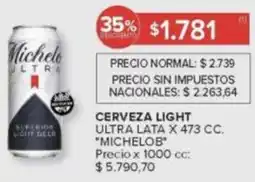 Carrefour Michelob cerveza light ultra lata oferta