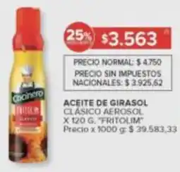 Carrefour Fritolim aceite de girasol clasico aerosol oferta