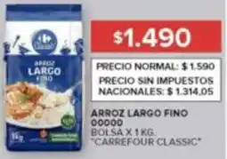 Carrefour Carrefour classic arroz largo fino 00000 bolsa oferta