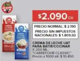 Carrefour Carrefour classic crema de leche uat para batir/cocinar oferta
