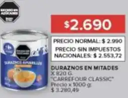 Carrefour Carrefour classic duraznos en mitade oferta