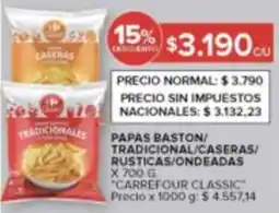 Carrefour Carrefour classic papas baston/ tradicional/caseras/ rusticas/ondeadas oferta