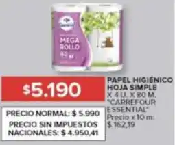Carrefour Carrefour essential papel higienico hoja simple oferta
